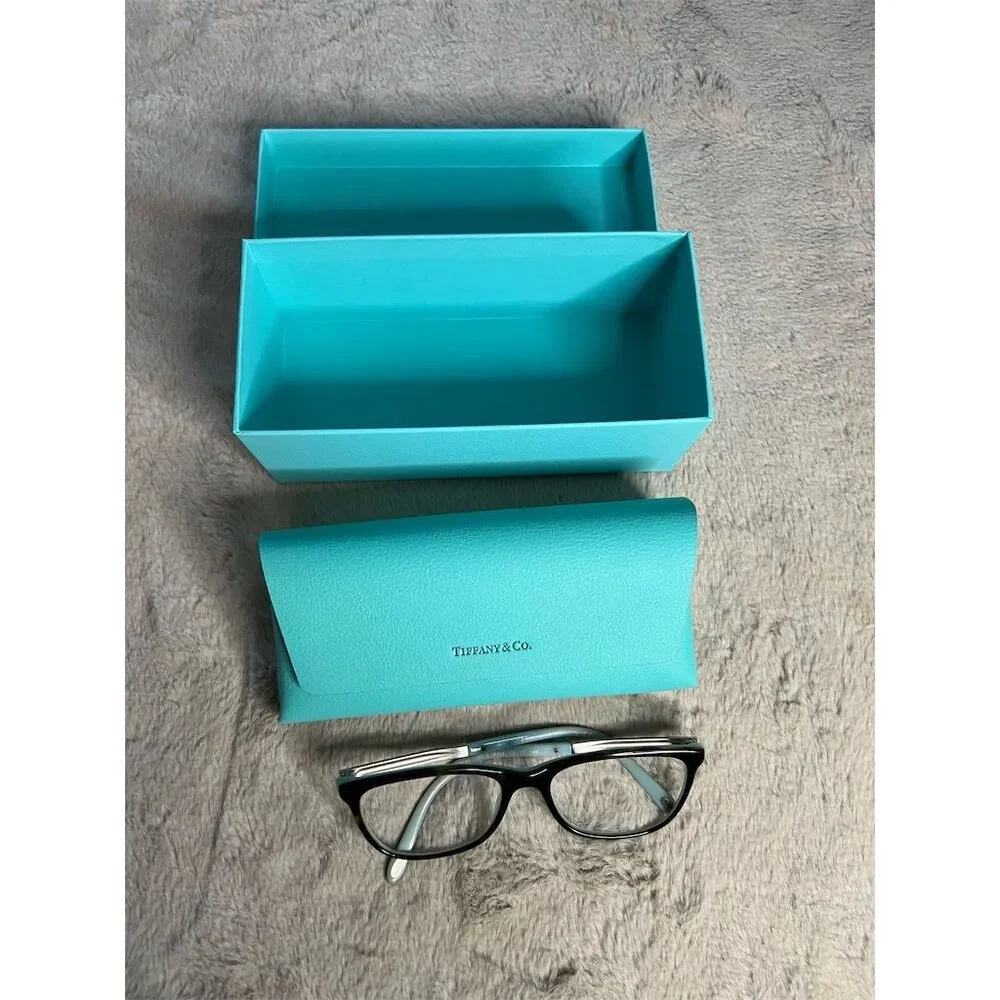 Tiffany & Co Women's Eyeglasses Case Black w/ Blue Accents Full Rim